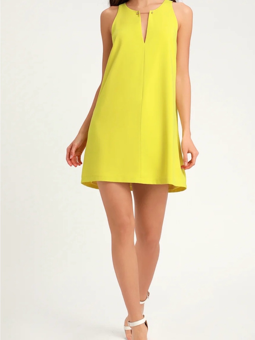 Lulus Women’s Bar Chartreuse Shift Dress Size Small Yellow